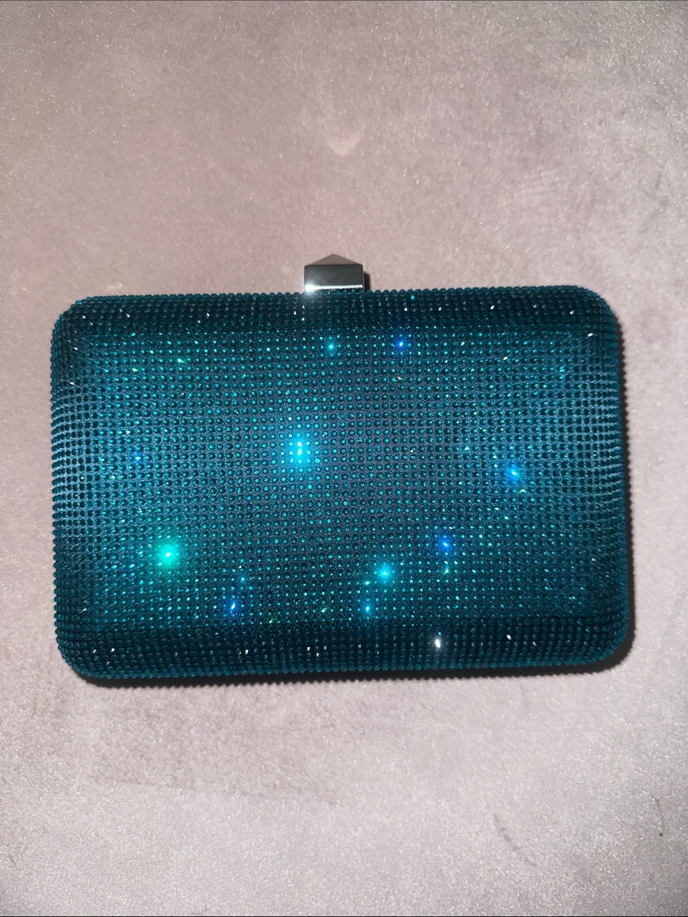 Express Teal Crystal Evening Clutch